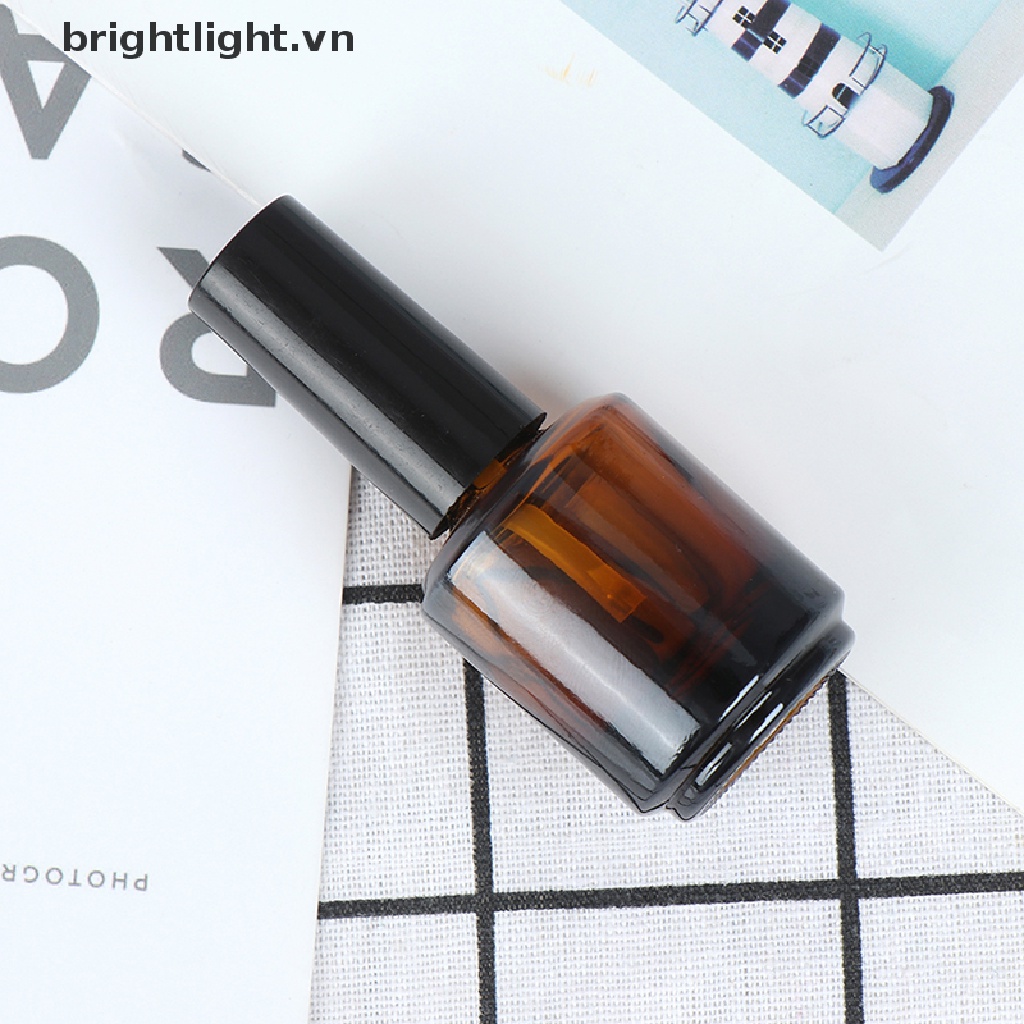 [Hàng mới về] Lọ sơn móng tay bằng thủy tinh màu nâu 15ml kèm cọ vệ sinh
