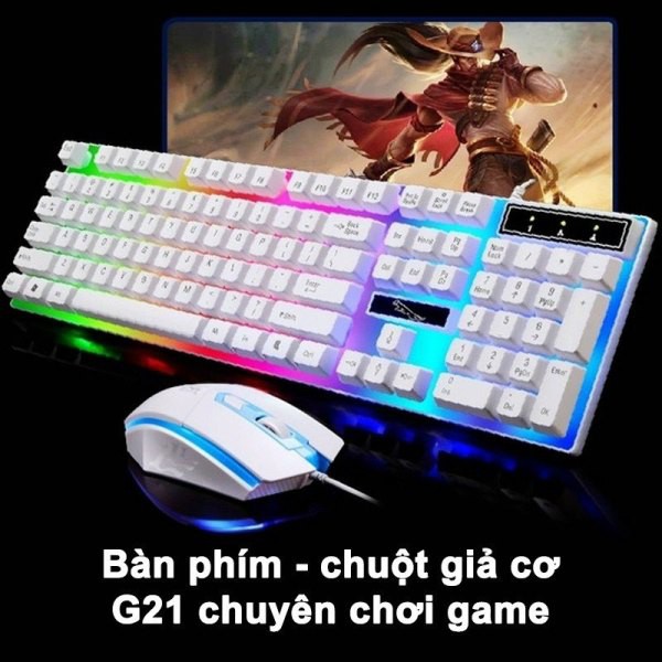 Combo Phím Chuột Gaming Giả Cơ Chuyên Game G21B LED 7 Màu - Bàn phím cho Game Thủ