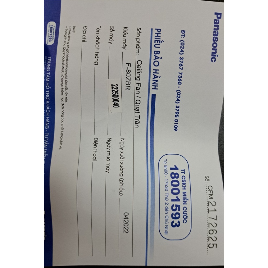 Quạt trần 8 cánh Panasonic F-80ZBR Đen