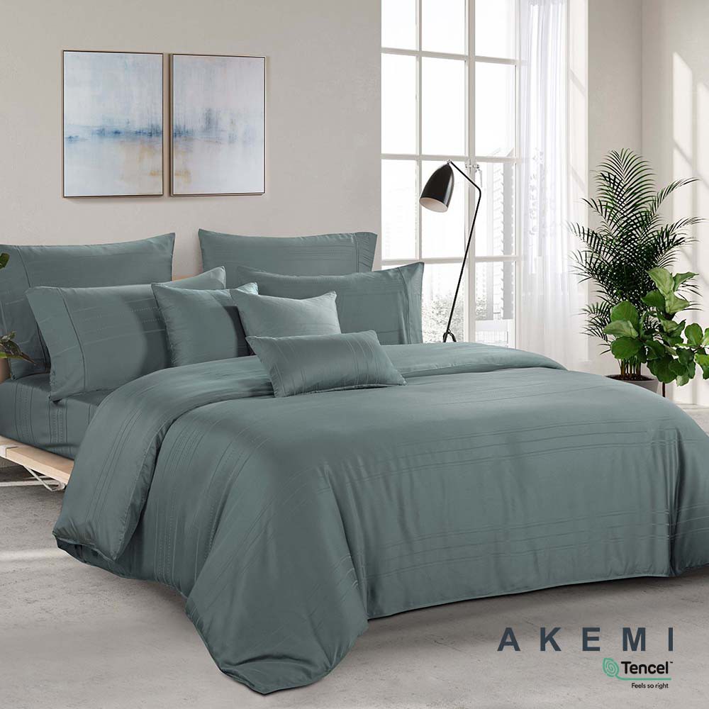 Bộ Ga kèm Vỏ Chăn AKEMI Tencel™ Modal Earnest Enam 880TC-Dani Xanh Nhạt (King/Queen), 6 món