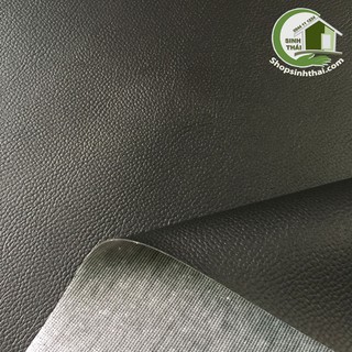Vải da simili PVC - vải giả da may bóp ví, túi xách, may nệm ghế sofa, giày dép - [ 1 mét x khổ 1,4m ] màu đen có vân
