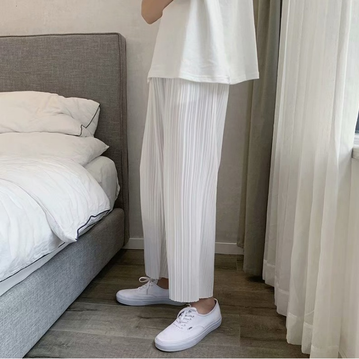 Quần ống rộng Màu Trơn Họa Tiết Kẻ Sọc Phong Cách Hàn Quốc Thời Trang Cho Nam