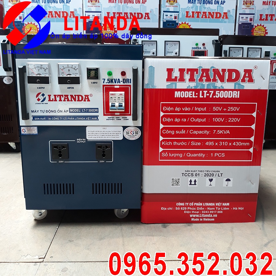 Ổn Áp Litanda 7,5KVA DRI 1 Pha Đời Mới 2021