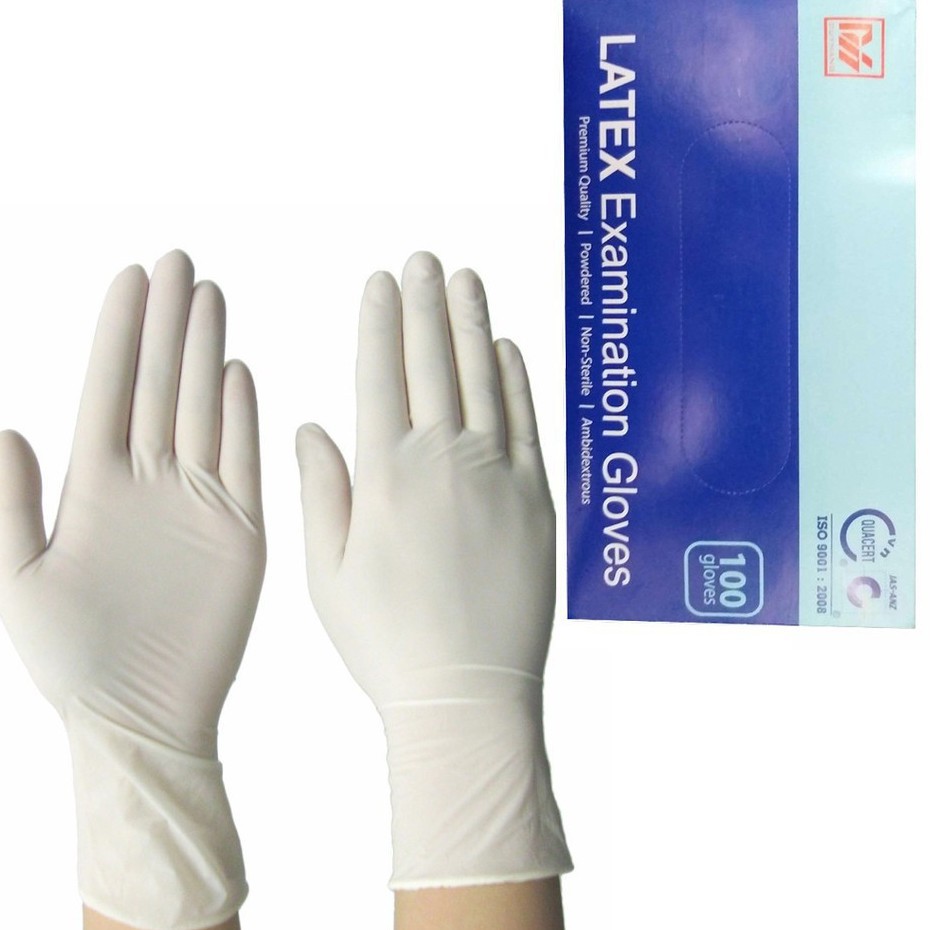 5 đôi găng tay y tế Latex Examination Gloves size M sử dụng Y tế, Khám ngoại khoa, thực phẩm, thủy sản, thí nghiệm ...