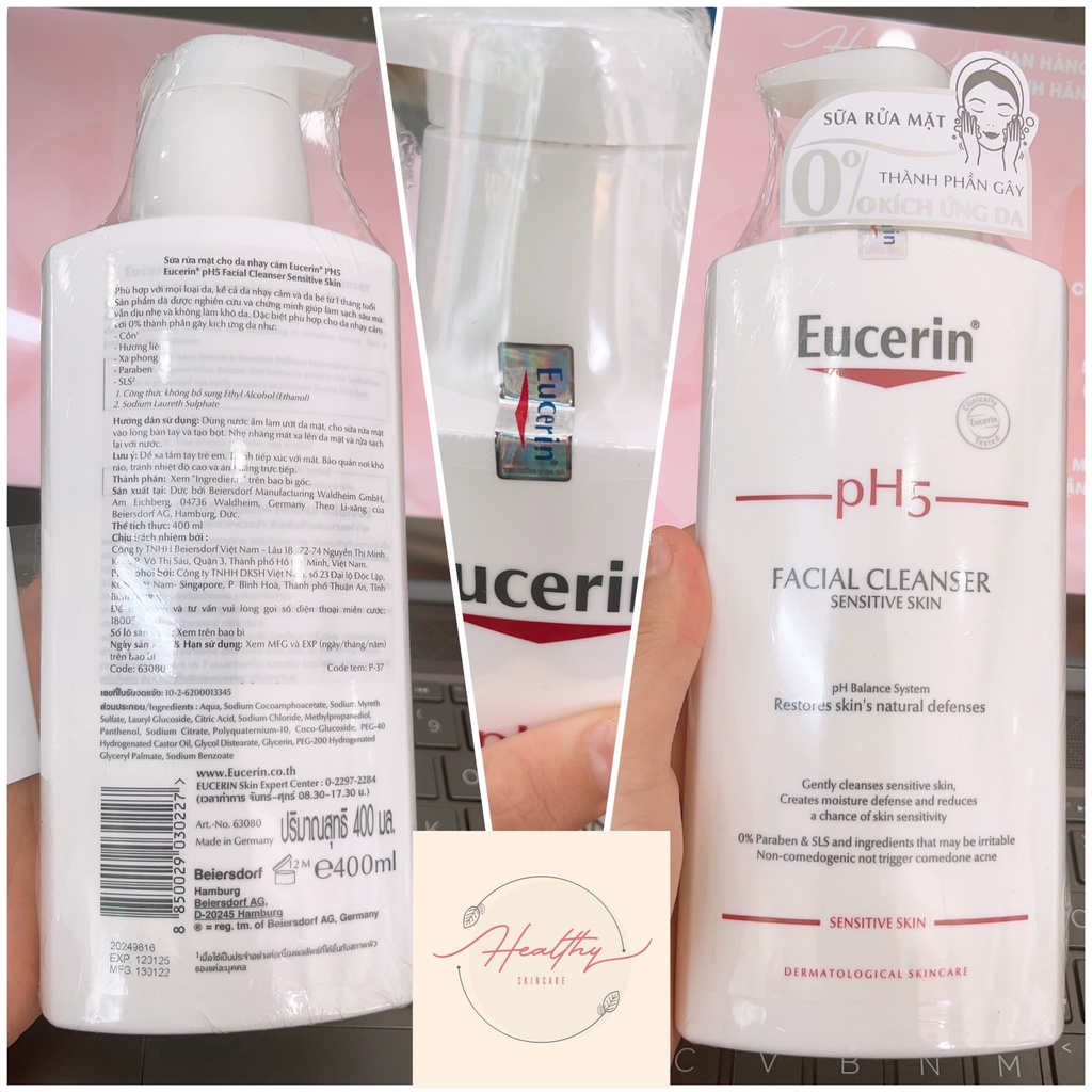 Sữa rửa mặt cho da nhạy cảm Eucerin Facial Cleanser PH5 Sensitive Skin (100ml - 400ml)