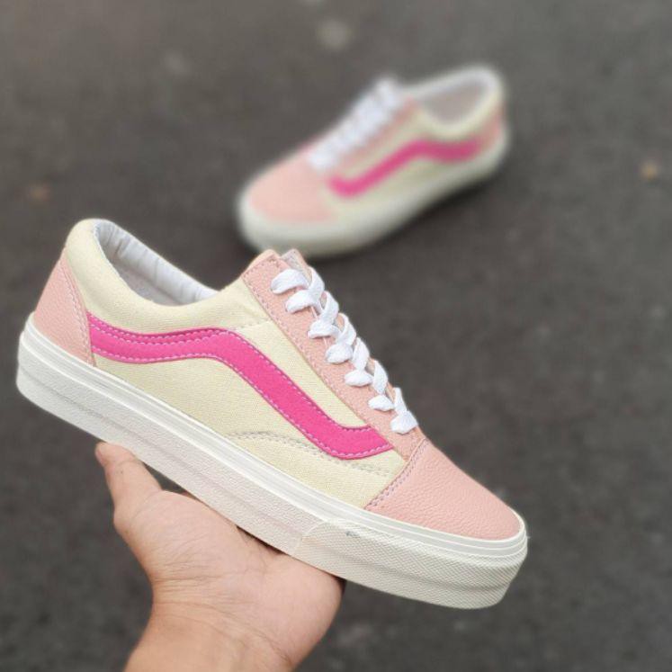 Giày bata Vans Oldskool thời trang năng động cho nữ Giày Vans màu đen hồng size 36-40 thời trang trẻ trung Ori cấp Ori