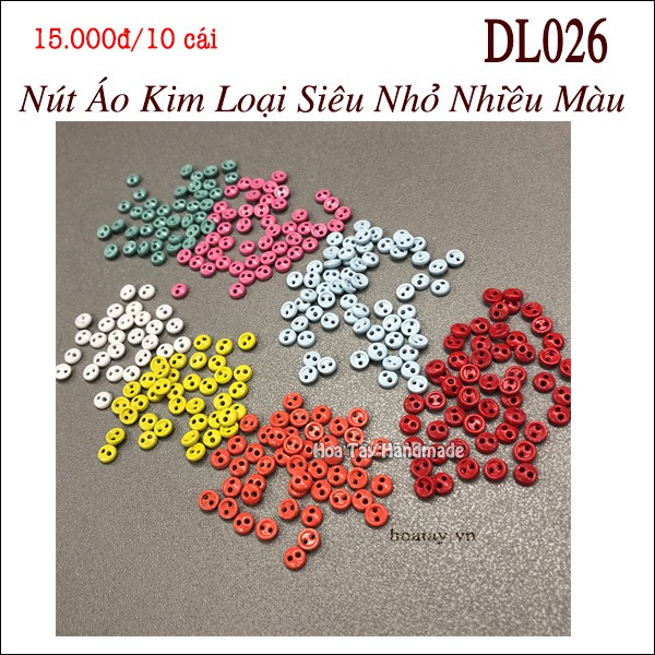 Nút áo kim loại 3mm - 4mm siêu nhỏ nhiều màu DL026 dùng làm đồ búp bê.