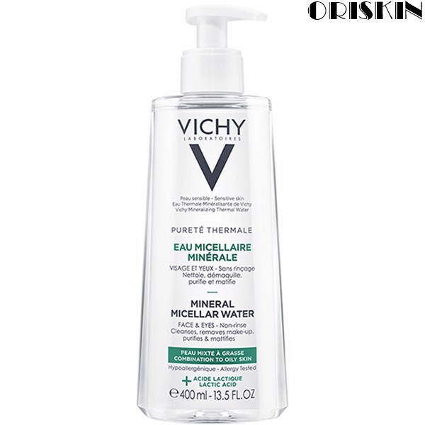 Vichy Chính Hãng- Nước Tẩy Trang Vichy Cho Da Bóng Dầu Và Da Hỗn Hợp Pureté Thermale Mineral Micellar Water 400Ml