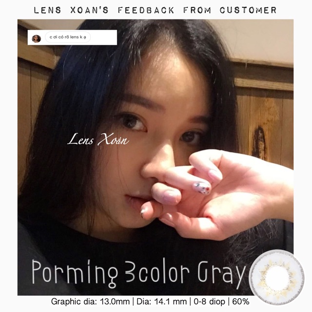 KÍNH ÁP TRÒNG PORMING 3 COLOR GRAY CỦA OLENS: LENS XÁM SÁNG TÂY | LENS XOẮN