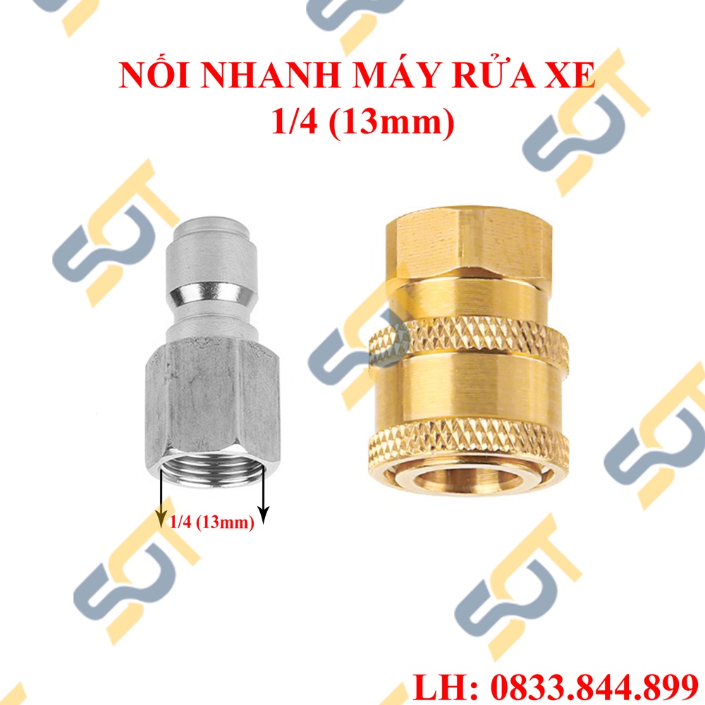 Khớp nối nhanh máy rửa xe, dây rửa xe, ống phun áp lực cao ren 13mm