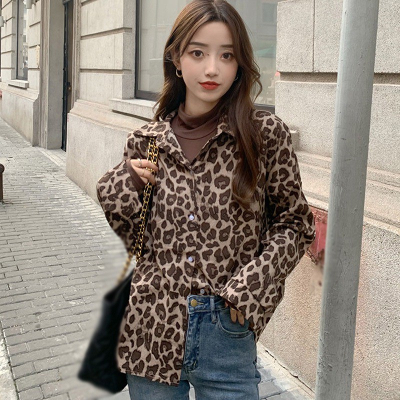 Designed Leopard Print Shirt New Long-sleeved All-match Ladies Loose Temperament Blouse | BigBuy360 - bigbuy360.vn