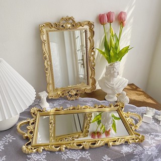 (Ảnh tự chụp/Có sẵn )Gương mâm nhựa viền vàng chuyên dùng chụp ảnh và decor (3 mẫu)