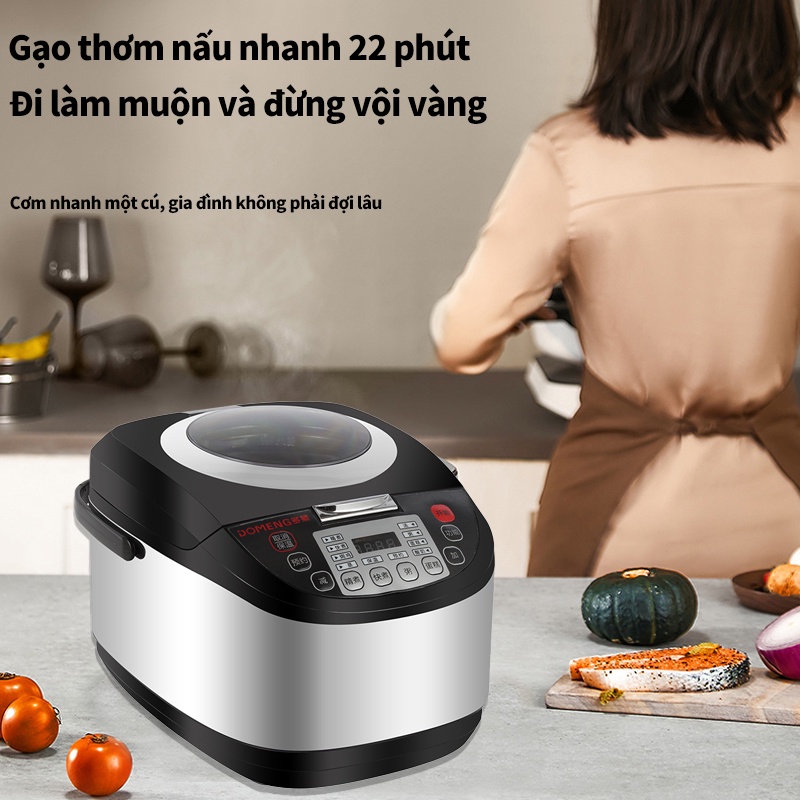 YB33B Nồi cơm điện gia đình 5L có chức năng hẹn giờ Cửa sổ trời trực quan, chống dính 900W, Đa năng nấu hấp hầm