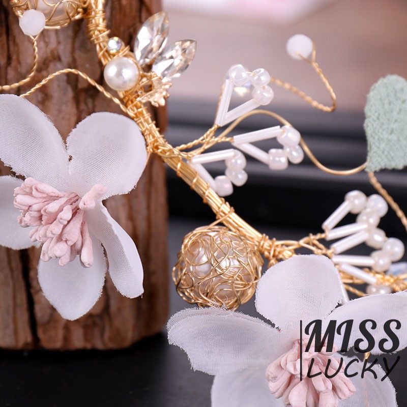 Set vòng hoa và đôi khuyên tai phong cách Hàn Quốc thanh tú cho bé