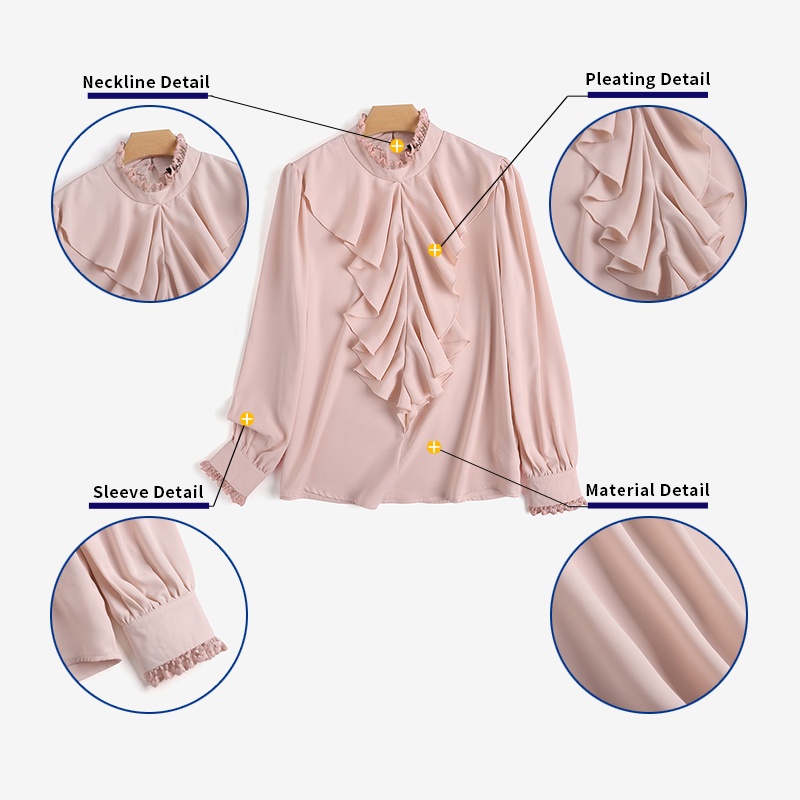 Áo Zanzea cổ cao tay dài bèo nhún cài nút sau lưng thời trang cho nữ