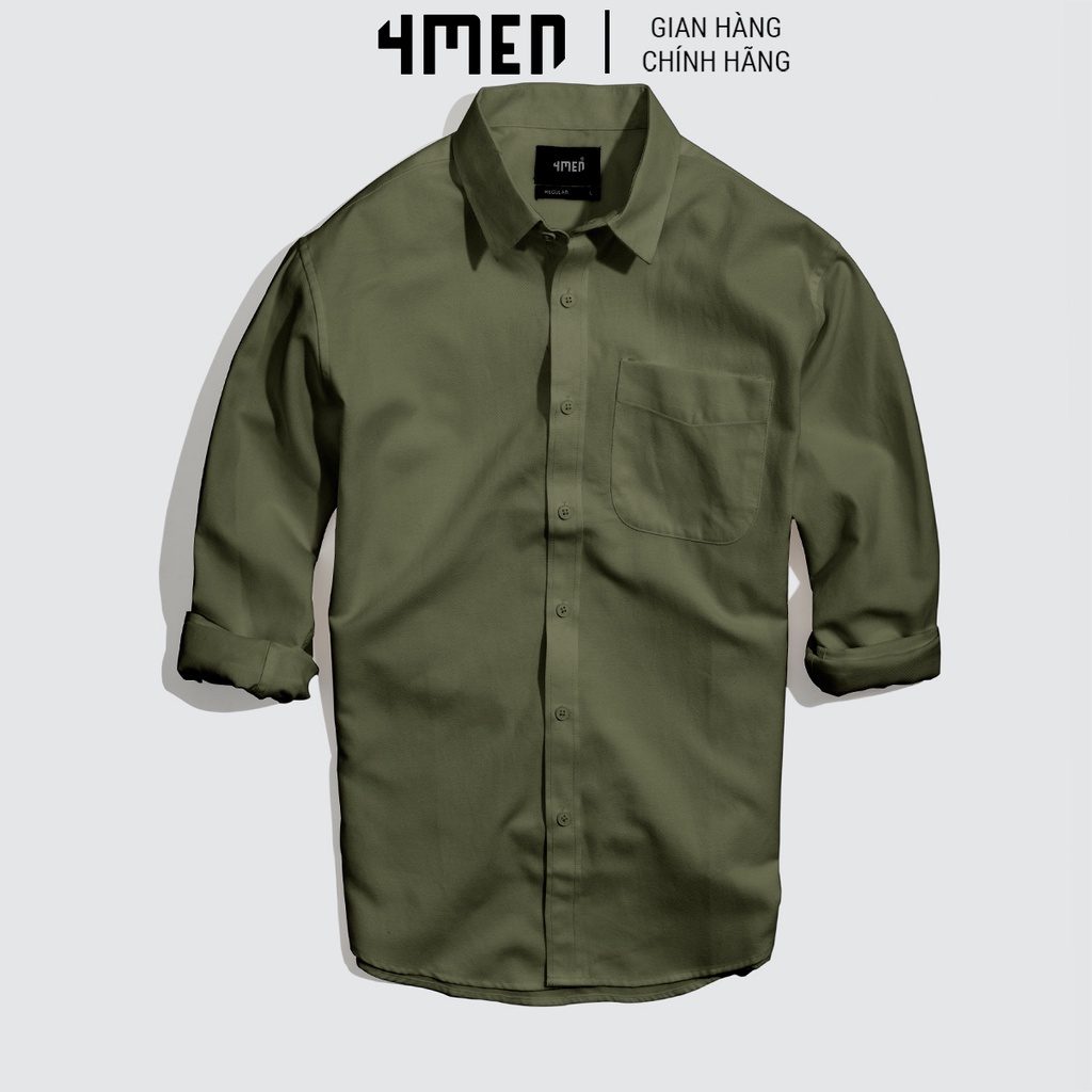 Áo sơ mi nam oxford trơn đẹp 4MEN SM070 tay dài form suông regular, vải oxford 100% cotton cao cấp thoáng mát | BigBuy360 - bigbuy360.vn