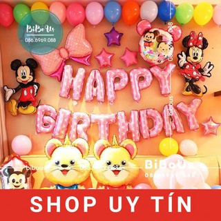 FREESHIP Combo Trang Trí Sinh Nhật Tuổi Chuột - Bé gái - 018 - SET BÓNG THÔI NÔI TUỔI CHUỘT- HAPPY BIRTHDAY