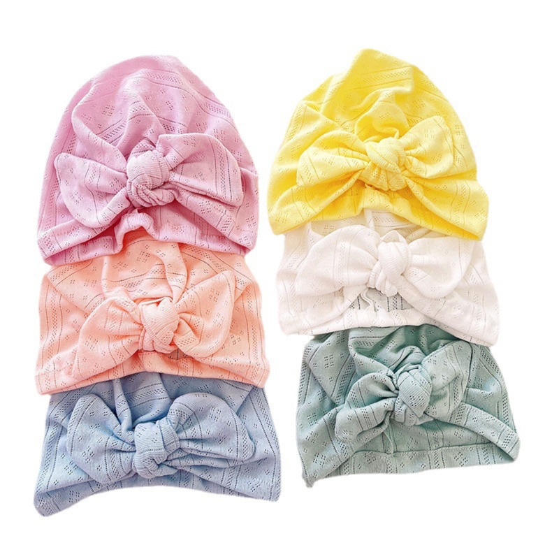 Mũ Trùm Đầu Bằng Vải Cotton Thắt Nút Dành Cho Em Bé
