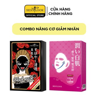 Combo Nâng Cơ Giảm Nhăn SEXYLOOK: 1 Hộp Mặt Nạ Đen Hoa Hồng Đỏ Dưỡng Ẩm + 1 Hộp Mặt Nạ Nâng Cơ 360º Căng Mịn