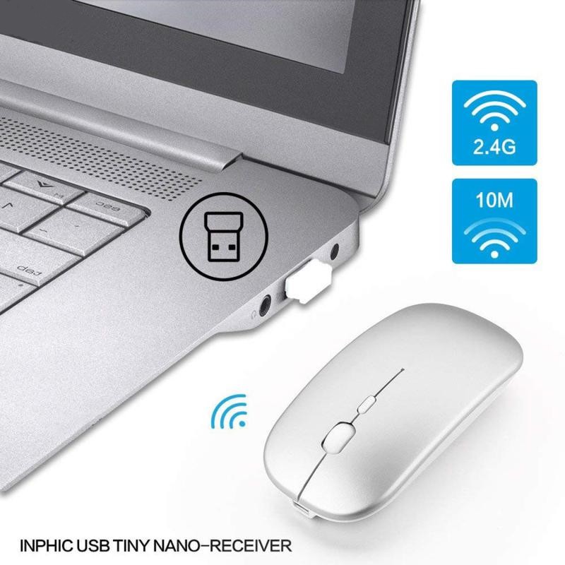 Chuột Không Dây Tự Sạc Siêu Mỏng 2.4GCó Thể Sạc Lại Sạc Im Lặng, không phát quang, chuột văn phòng nhỏ nhẹ kiểu dáng mac