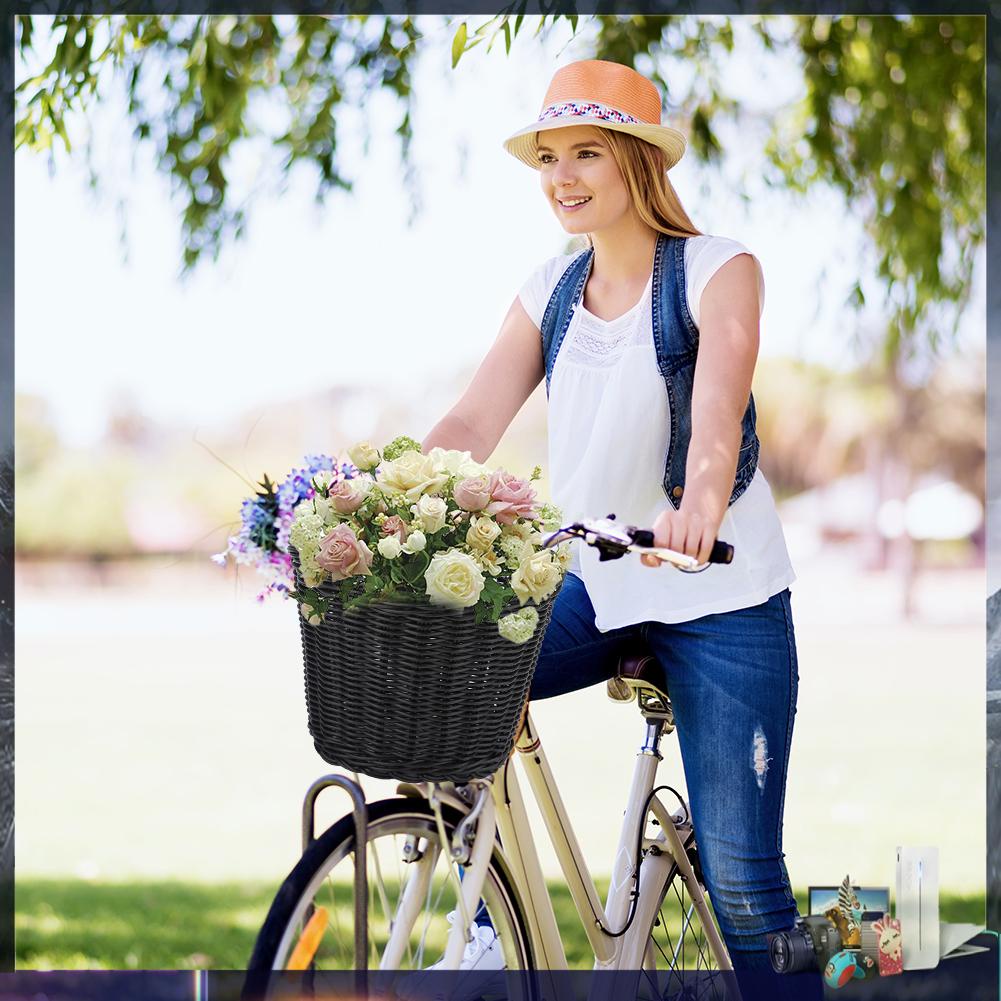 Giỏ đan mây đựng đồ gắn ghi đông xe đạp tiện lợi