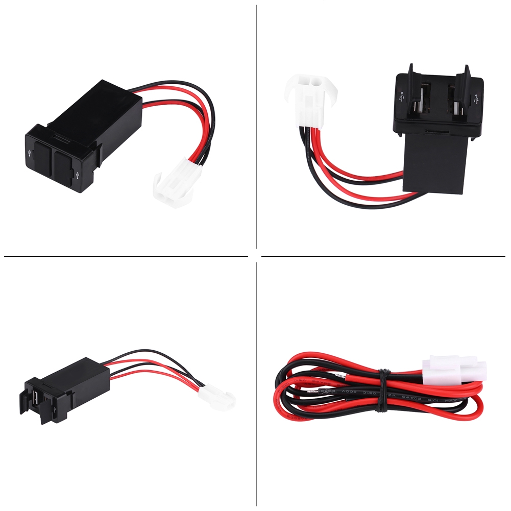 Bộ sạc điện thoại trên xe hơi 12V-24V 2.1A hai cổng USB dành cho điện thoại Toyota