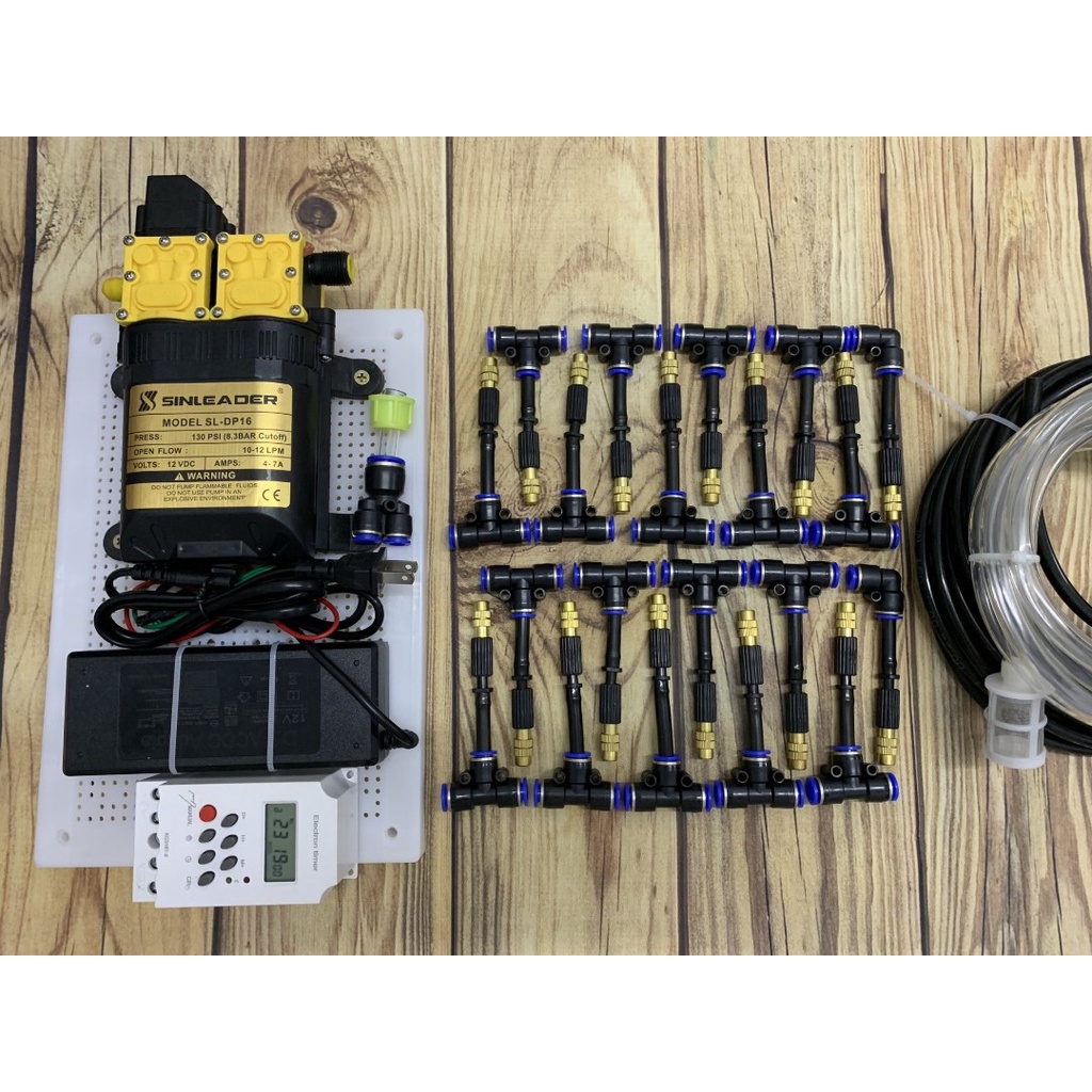 Bộ tưới Cây Phun sương Tự động 20 béc đồng RON SILICON [BƠM NGUỒN LẮP SẴN BẢNG ĐIỆN]