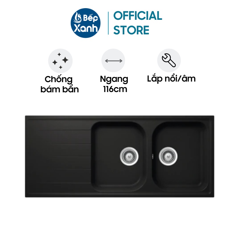 [FREESHIP HCM] Chậu Rửa Chén Đá Hafele HS18-GED2R80 (Màu Đen/Kem/Xám) - Lắp Nổi/Lắp Âm - Xuất Xứ Đức