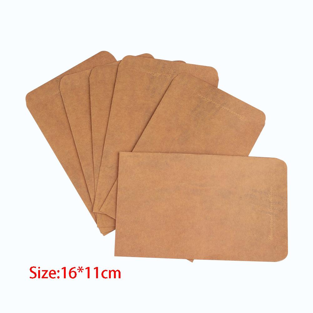 Set 10 Bao Thư Giấy Kraft In Họa Tiết Hoạt Hình Phong Cách Vintage