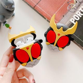 Vỏ Bảo Vệ Hộp Sạc Tai Nghe Bluetooth Airpods 1 2 Bằng Silicon Hình Masked / Kamen Rider 3D Kèm Móc Treo Tiện