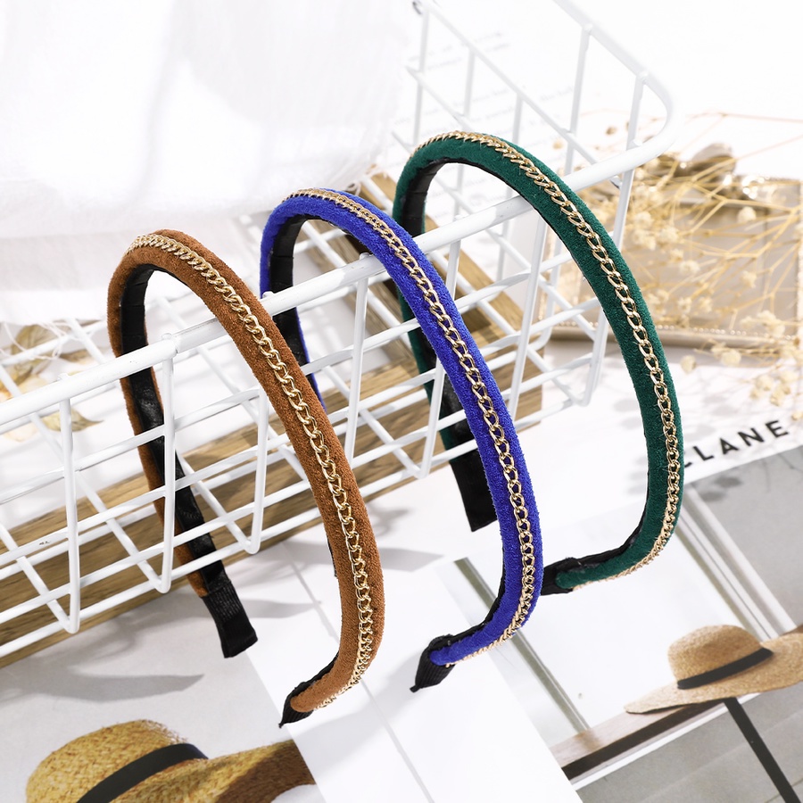 Băng đô vải da lộn phối xích phong cách hàn quốc cho nữ