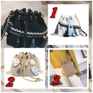 TÚI ĐEO CHÉO ULZZANG (TÚI BUCKET DÂY XÍCH VÀ TÚI TAI THỎ) SIÊU CUTE