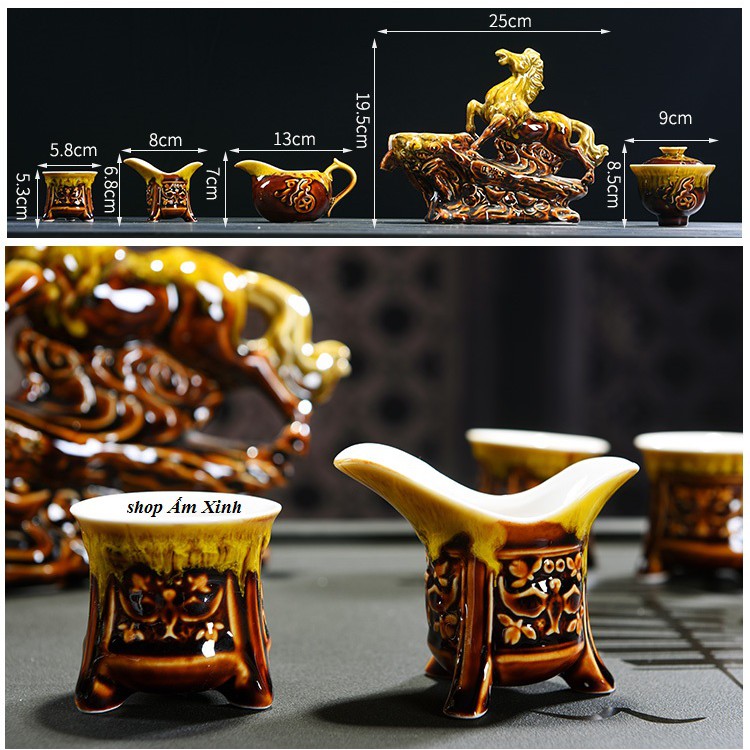 Bộ ấm chén pha trà tự động Ngựa Xích Thố