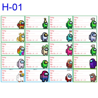 Nhãn Vở Among US ( 1 set 20 nhãn vở giá 14k)