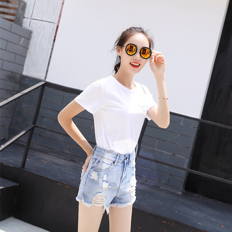 Quần Short Jeans Nữ Ống Rộng Thời Trang Hàn 2018