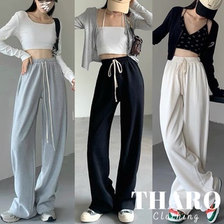 Quần Dài Thun Gân, Ống Suông Rộng Unisex - Tharo Clothing