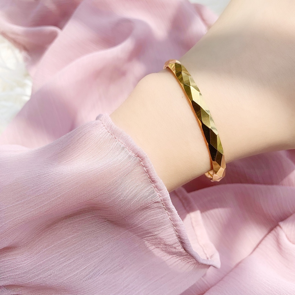Lắc Tay Vòng Tay Nữ Mạ Vàng 18K Kiểu Hoa Văn Kim Cương Cao Cấp, Lắc Tay Nữ Mạ Vàng, Vòng Tay Mạ Vàng