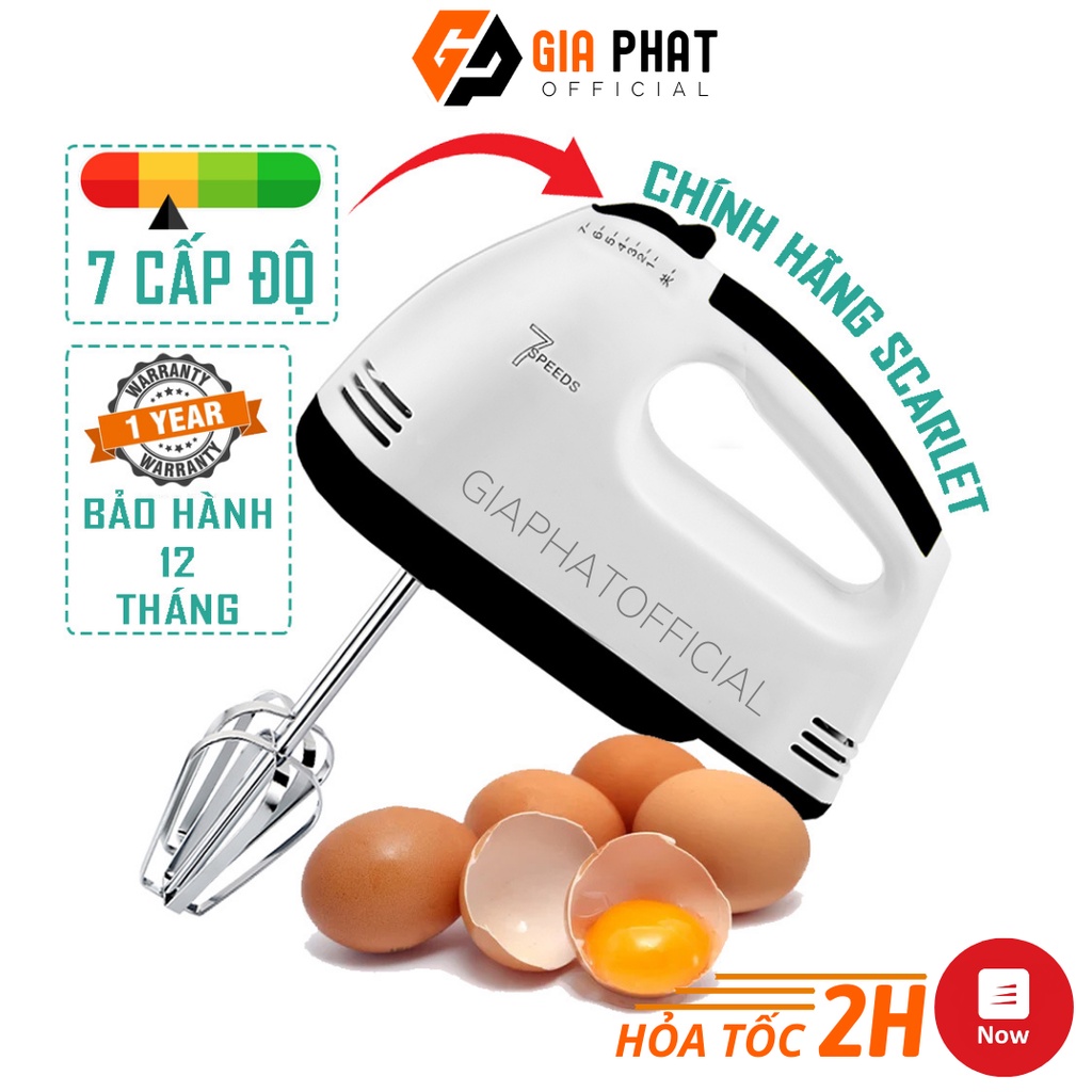Máy Đánh Trứng Trộn Bột Cầm Tay Cao Cấp 7 Tốc Độ Kèm 4 Que Trộn Inox