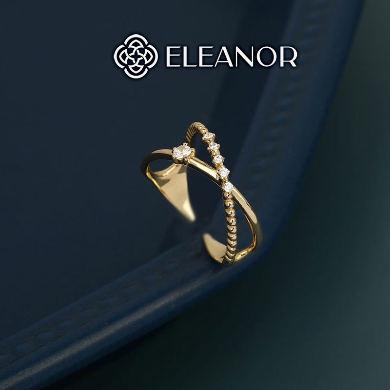 Nhẫn nữ bạc 925 Eleanor Accessories đính đá hình chữ X phụ kiện trang sức thời trang basic