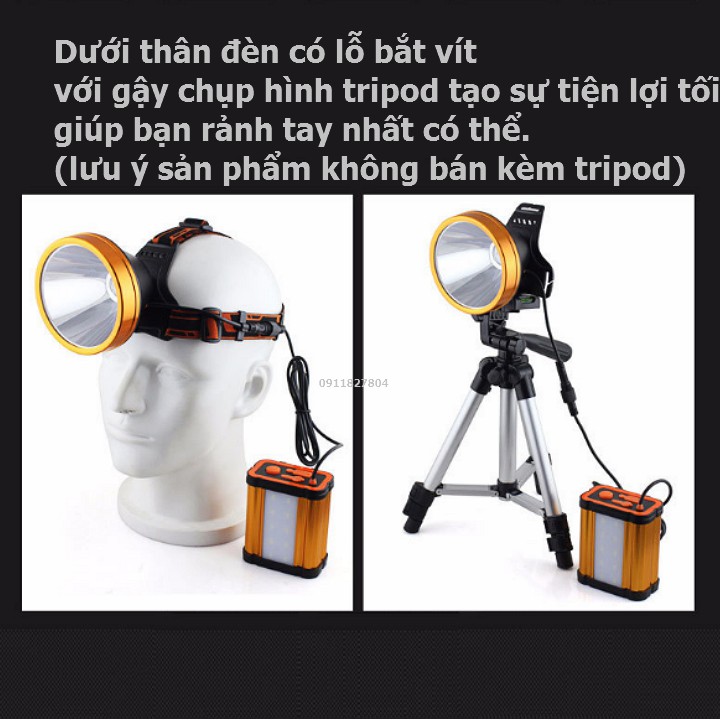 Đèn pin led đội đầu L8 kiêm sạc dự phòng siêu sáng