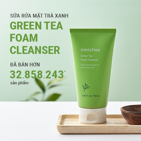 Sữa rửa mặt innisfree Green Tea Foam Cleanser 150ml, sữa rửa mặt làm sạch sâu dịu nhẹ trà xanh - Mina.cosmetic1 | BigBuy360 - bigbuy360.vn