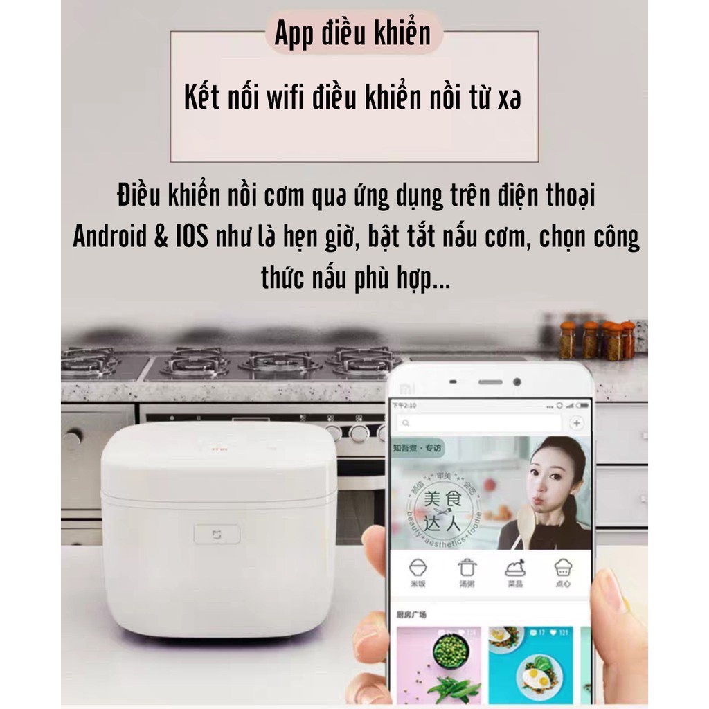 Nồi Cơm Điện Xiaomi Mijia IH Thông Minh Cao Tần 3L bát cơm Sơn chống dính Daikin PFA minh với App Mi Home