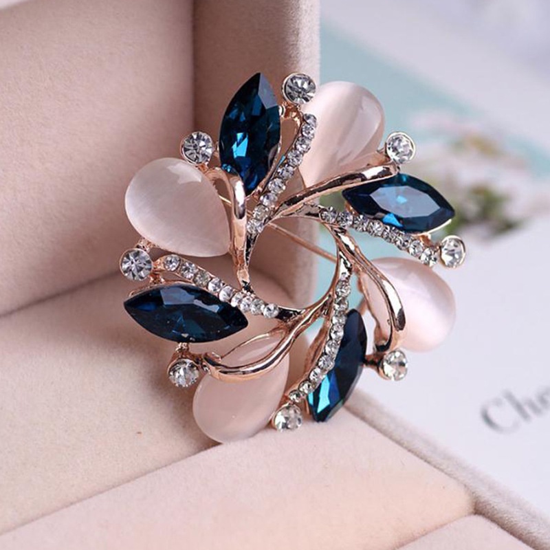 Ghim cài áo MANYUE hình vòng hoa bauhinia mắt mèo đính đá pha lê cao cấp dành cho nữ