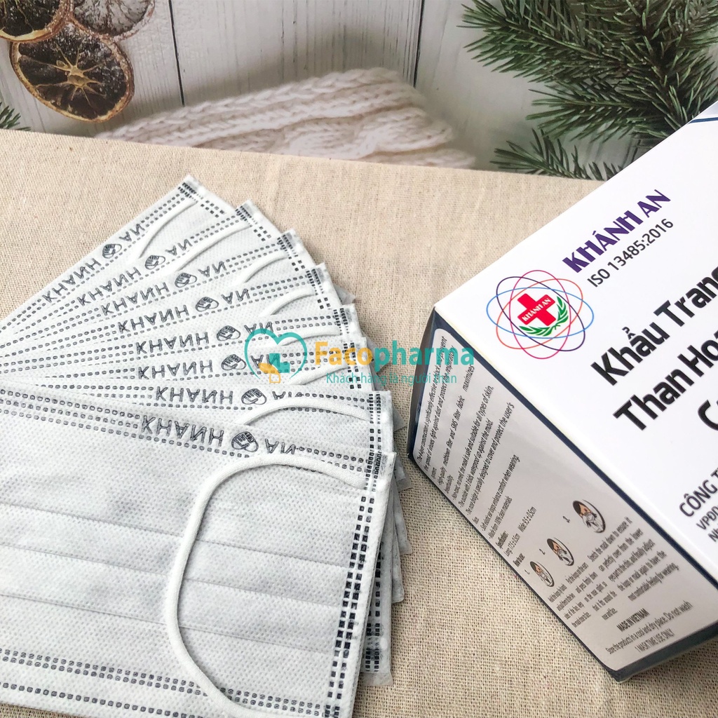 Khẩu trang than hoạt tính 4 lớp kháng khuẩn cao cấp Khánh An hộp 40 cái chống bụi hóa chất gây hại KATHTO