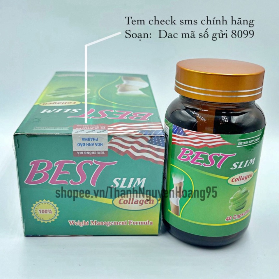 Viên uống giảm cân Best slim hỗ trợ giảm mỡ đùi mỡ bụng nhanh cấp tốc an toàn cơ địa khó giảm 40 viên Mỹ