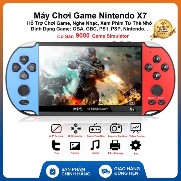 Máy chơi game X7  FREESHIP  Màn 4.3 inch - 900 game, 8gb, chơi game , xem phim , nghe nhạc , đọc sách - bảo hành 1 năm