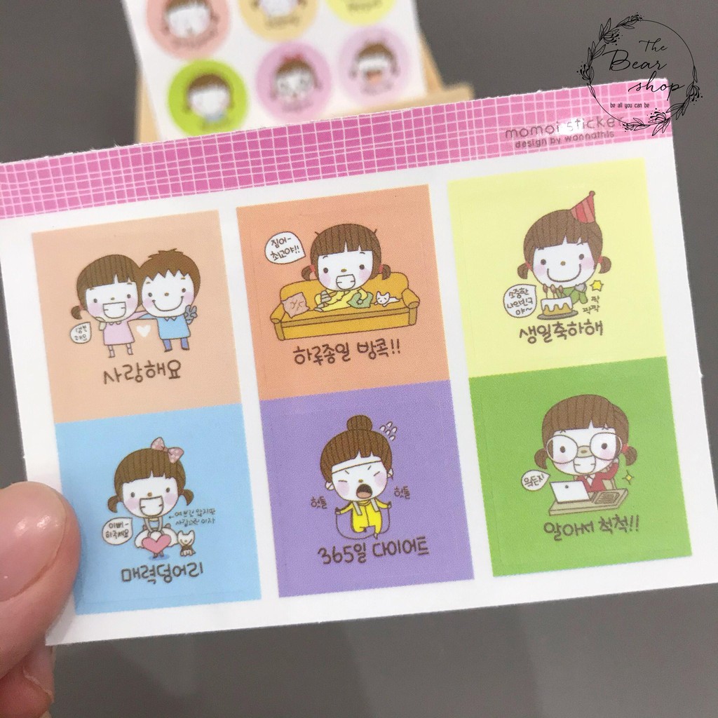 Sticker- Sticker dán Momoi cô bé dễ thương nhiều hình cute giao mẫu ngẫu nhiên