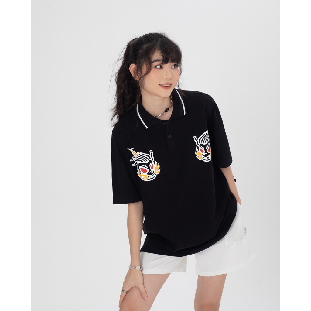 Áo Polo TSUN Lit Mascot - Black - Unisex