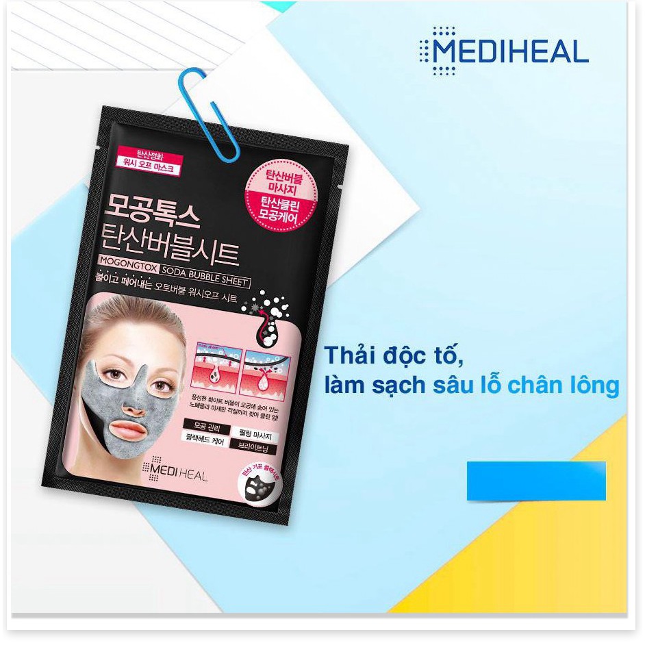 [Mã giảm giá] Combo 10 Mặt nạ sủi bọt thải độc Mediheal Mogongtox Soda Bubble Sheet 18ml x10