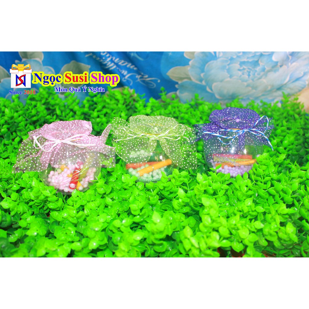 Lọ Thủy Tinh Điều Ước Đựng Giấy Điều Ước Và Hạt Xốp Nhỏ Cao 8cm - Giao Ngẫu Nhiên Màu
